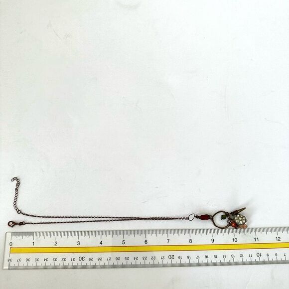 copper tone circle charm necklace - Picture 8 of 9